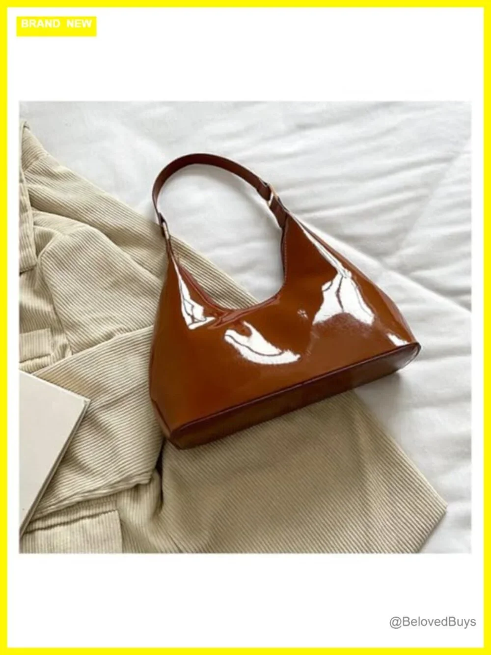 Patent Leather Hobo Bag Crescent Shoulder Bag Small Satchel Purse